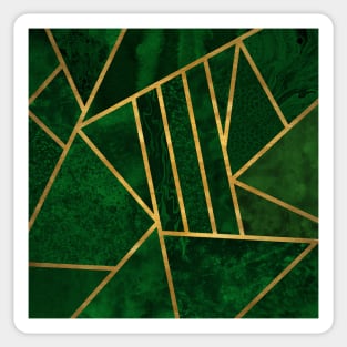 Forest Green and Gold Geometry - Abstract Mosaic Sticker